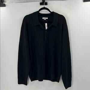 Madewell Men's Milano-Knit Sweater Polo Shirt in Merino Wool - Black - XXL NWT